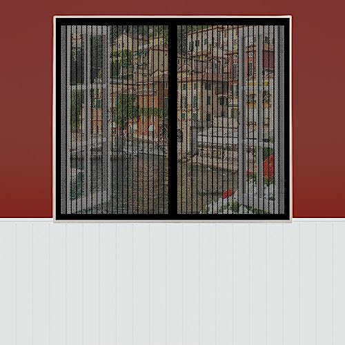 Unsichtbares Moskitonetze Fenster 280 x 300 cm Fliegengitter Insektennetz Kinderleichte Klebemontage für an allen Fenster, Schwarz