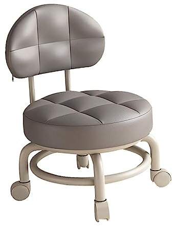 Fenteer Niedriger rollender Sitz-Rollenhocker, Mehrzweck-Sofa, Fußstütze, Make-up, Schuhwechsel mit Rückenlehne, Pediküre-Hocker für Büro, Küche, Fitness, Dunkelgrau