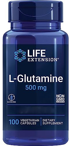 Life Extension, L-Glutamine, 500mg, Haute dosé, 100 Capsules végétaliennes, Sans Gluten, Végétarien, Sans Soja, Sans OGM