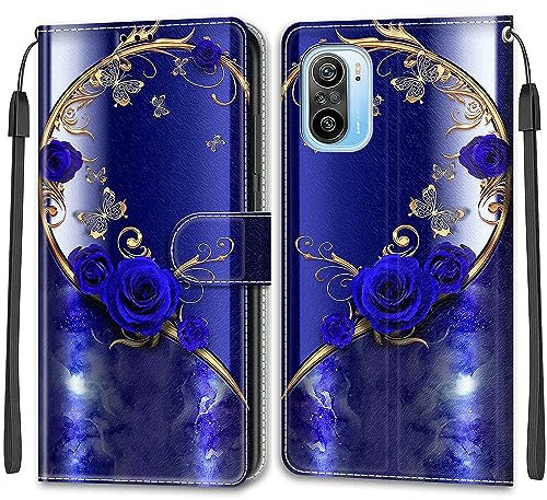 Mo-Beauty Kompatibel mit Xiaomi Poco F3/Mi 11i/Redmi K40/K40 Pro Hülle, PU Leder Flip Handyhülle Wallet Klappbar Tasche Etui Case Schutzhülle Lederhülle Klapphülle Handytasche (Schmetterling 1)