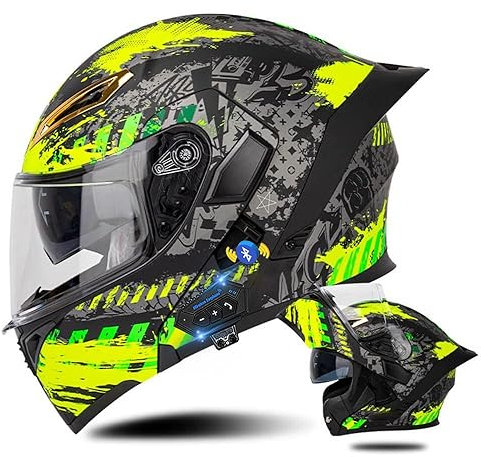 Klapphelm mit Bluetooth, Bluetooth Integralhelm Motorradhelm mit Doppelvisier, ECE Zertifiziert Lila Helm für Erwachsene Frauen Männer Hohe Qualität Helm, Roller-Mofa -Moped-Helm