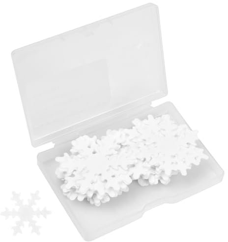 volumoon Essbare Schneeflocken Tortendeko, 50 Pcs Schneeflocke-Kuchen-Dekor, Schneeflocken Muffin Cupcake Deko,Blau Kuchen Deko,Bunte Oblatenpapier Dekoration für Partybedarf, Geburtstag (weiß)