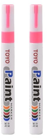 Worparsen Lot de 2 marqueurs de peinture pour pneus de voiture, moto, pneu - Rose