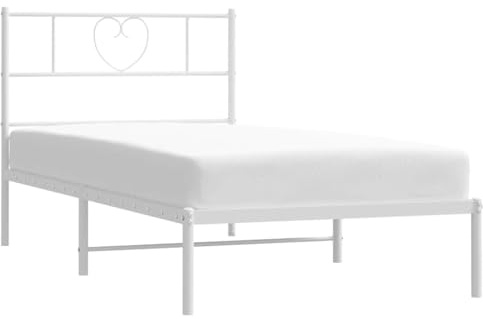 vidaXL Bettgestell mit Kopfteil Metall Weiß 100x190 cm