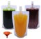 Yelinosk Lot de 20 pochettes transparentes de 250 ml avec bouchons et entonnoir pour festivals, alcool, jus, liquide, sacs à boissons, flasque en plastique pour fêtes, pique-niques, voyages, sports