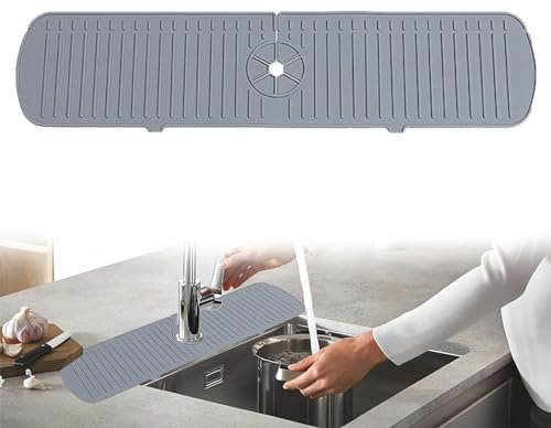 TYVOM Sink Splash Guard, Silicone Faucet Drip Catcher Bathroom Sink Faucet Mat Multi-Purpose Thermal Sink Mat for Kitchen, Bathroom & Countertop