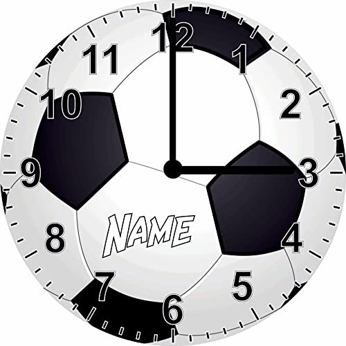 Print Equipment (67.02) Glasuhr Wanduhr Kinderuhr - Fußball Kicker Ballsport - Ø 29 cm - gern auch inklusive Name