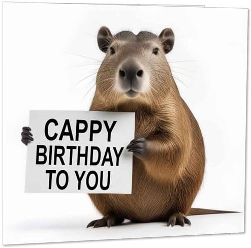 Capybara Geburtstagskarte – Cappy Birthday To You 145 mm x 145 mm