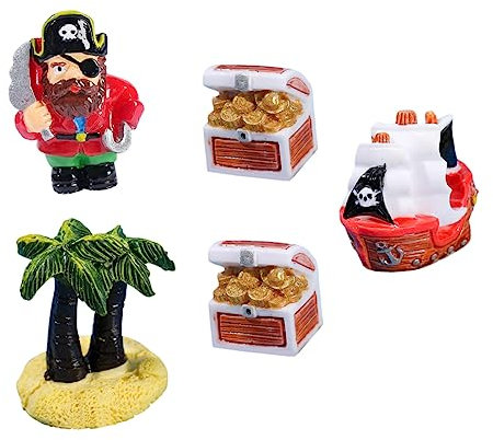 WOFASHPURET Piraten-sandspielzeug Miniatur-Harz Für Garten Piraten-spielfiguren Schatzkiste Ornament