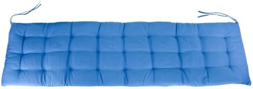 Auflage für Gartenbank 150 x 40 x 4 cm Sitzpolster mit Steppung und Bändchen, Farbe:blau