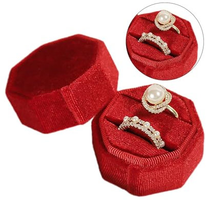 SHOOYIO Doppelring-Box, Schmuck-Geschenk-Aufbewahrung, Organizer, Ringe, Schmuckringe, Präsentationshalter, Eheringe, Box für Ringe