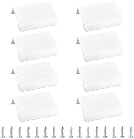 MOROBOR 8 Tiradores Manijas Invisibles de Aleación de Aluminio para Armarios, Cajones, Puertas Correderas (50 mm, Blanco)