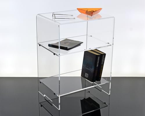 Slato Efesto Beistelltisch mit 3 Etagen, für Wohnzimmer, Sofa, aus transparentem Acrylglas, modernes Design, hergestellt in Italien