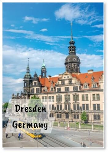 Kühlschrankmagnet Dresden, Sachsen, Deutschland, historisches und touristisches Zentrum in der Innenstadt von Dresden, alte Uhr in der Nähe der Dreifaltigkeitskathedrale und des Theaterplatzes