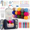 Aeeque Häkelset für Anfänger: 15 Acrylwolle Häkel Set mit Ergonomisch Häkelnadel und Zubehör für Schals, Pullover, Hut