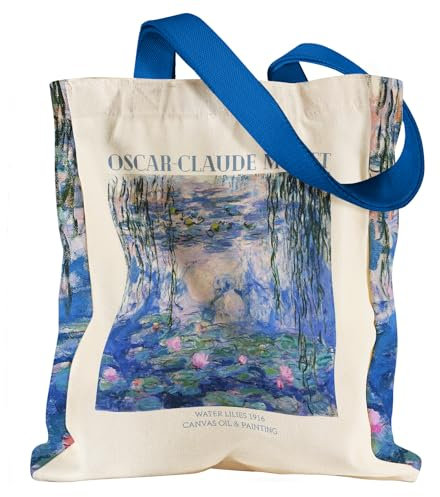 Miss Adola Bolsa de lona pesada con bolsillo, para mujeres y niñas, bolsa de lona grande estética, regalo inspirado, reutilizable, bolsa casual para el trabajo y las compras, Lirio de agua, Talla