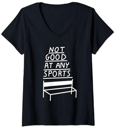 Damen NOT GOOD AT ANY SPORTS X Unsportlich Fitness Gym Training T-Shirt mit V-Ausschnitt