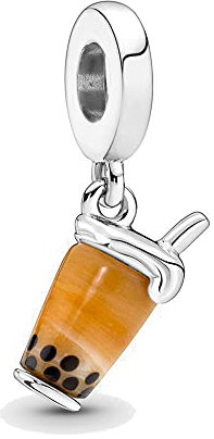 Lkwidi Charme Muranoglas Bubble Tea Anhänger Charme Charms Anhänger 925 Sterling Silber Charm Pendant für Europäische Armbänder und Halsketten