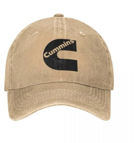 Kopfbedeckung Y2K Basecap für Männer und Frauen, gewaschener Denim getragene Mütze, mit Cummins Gas Motor, ohne Struktur, weiche Snapback Baumwolle