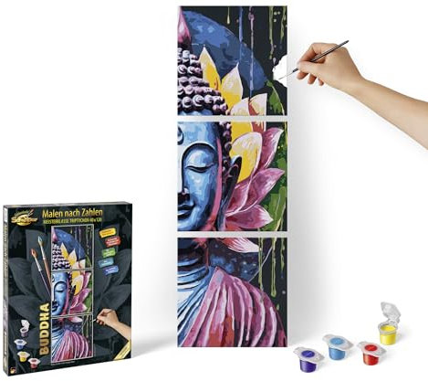 Schipper 609470916 Peinture par numéros Bouddha – Images de peinture pour adultes avec pinceaux et peintures acryliques 40 x 120 cm