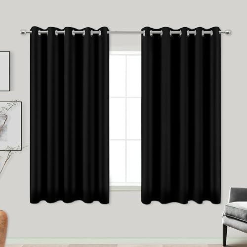 Verdunklungsvorhänge, 152 x 114 cm lang, 2 Paneele für Schlafzimmer, Fenster, Ösen, Wärmeisoliert, Küche, Schalldicht, Halber Block, Dunkel, Kurzer Vorhang für Badezimmer, Lieferwagen, Garage