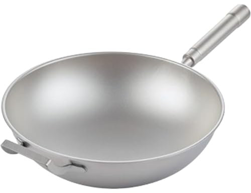 WOTZOV Pentola in Titanio Puro, Wok in Titanio Puro, Wok Antiaderente, Wok per Uso Domestico Leggero e Non Rivestito, Utensili da Cucina,40cm