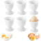 6 Pezzi Portauovo in Ceramica, Portauova in Ceramica Set, Portauova per Colazione, Portauovo alla Coque, Porcellana portauova in Porcellana, 7 x 5,1 cm per Uova Sode e alla Coque, Bianco