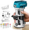 Router compatto senza fili per batteria Makita 18 V (strumento nudo), 6 velocità variabili per la lavorazione del legno, 800 W 30.000 giri/min router per legno a base fissa con punte per fresa, guida