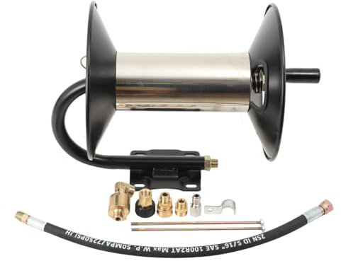 HOTSTORE Pressure Washer Hose Reel 100 Ft, 3/8 Heavy Duty Retractable Pressure Washer Reel with Hand Crank, 4000 PSI Power Washer Hose Reel, Swivel Arm and Mounting Bracket