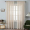 Wycian Rideau Cuisine Japonais Rideau Beige Voile 2 Panneaux Polyester Couleur Unie 107L x 214H cm
