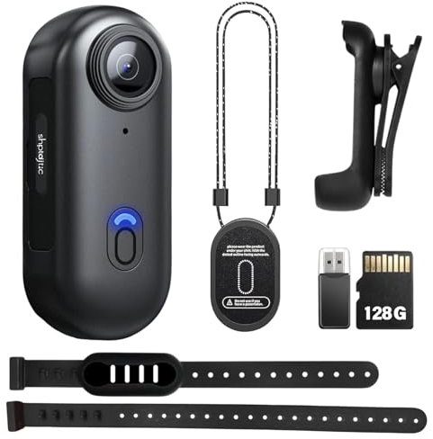 TOSBARRFT Caméra corporelle 4K, appareil photo portable avec mémoire de 128 Go et autonomie de 120 minutes | Caméra corporelle à clipser avec audio, caméra point de vue, caméra d'action (4K-Ba-128G)