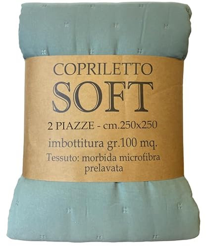 GBiancheria Trapuntino Coperta Primaverile Autunnale Tinta Unita Mezza Stagione in Microfibra Lavata (Salvia, Singolo 170x250cm)