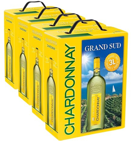 Grand Sud - Chardonnay - Vin blanc sec de cépage - Bag in Box 3l (1 x 3 L) (Lot de 4)