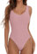 Joyshaper Body Donna Senza Maniche Scollo a V Bodysuit Sexy Canotte Tank Top Elegante Body da Donna Intimo Estivo Perizoma Elasticizzato Tuta Aderente Jumpsuits, Rosa, S