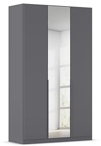 Rauch Möbel Alabama, Kleiderschrank, Farbe Grau metallic, Breite 136 cm | Schrank, 3-türig, mit Spiegel, Zubehör Classic, für Schlafzimmer, Kinderzimmer, Gästezimmer, Homeoffice, Garderobe, Flur