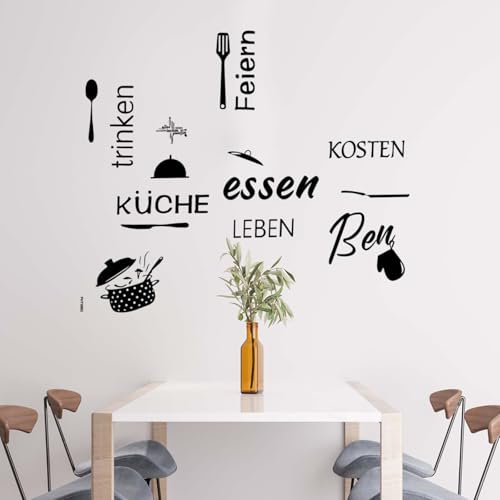 TINGTING Küchenaufkleber/Wandtattoo Küche Deko/Wandtattoo Küche Selbstklebend/Esszimmer Wandposter Selbstklebend/Sprüche Aufkleber Küchen Deko