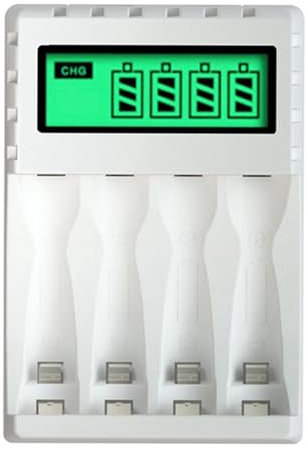 GNURBDILFO Smart Intelligent LCD Display Battery Charger with 4 Slots for AA/AAA NiCd NiMh Rechargeable Batteries Nimh AA Charger