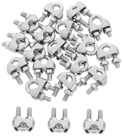 ERINGOGO 20piezas Abrazaderas De Cable Inoxidable U-shape Clips Metálicos Para Sujetar Cuerdas y Cables Para Construcción y Marino