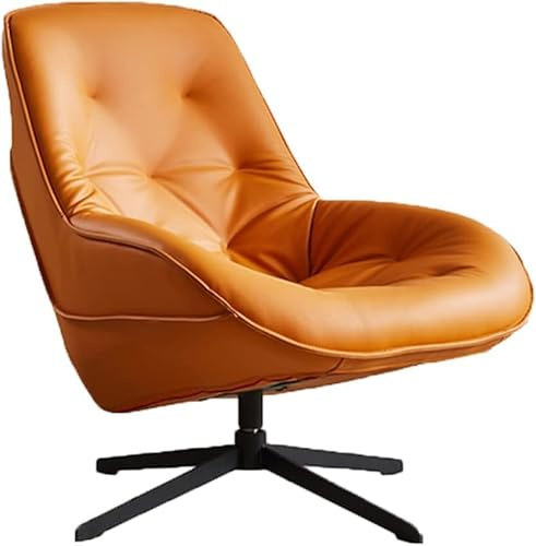 Mid Century Modern Wohnzimmer Akzent Stuhl Mit Drehbaren Metallbeinen, Pu Leder Wohnzimmer Stuhl Lounge Wartezimmer Gepolstert Für Metallhalterung, Orange
