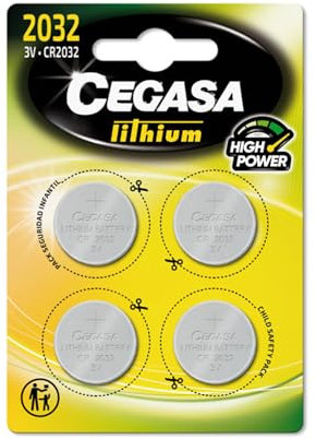 CEGASA CR2032 Pack 4 Pilas Botón de Litio