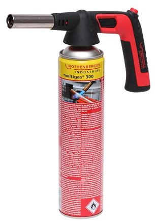ROTHENBERGER Industrial RS 300 Brûleur avec 1 cartouche Multigas 338 g | Allumage piézo | Rotation de 180 à 360 °C possible | Chalumeau à souder | Brûleur à gaz 1000004684