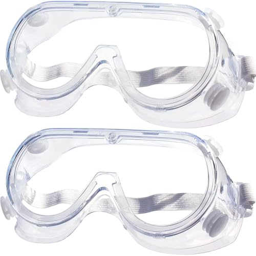 YIFLorine TANG Schutzbrille,2 Stück Schutzbrille Arbeitsschutzbrille Staubschutzbrille mit Hoher Transparenz Staubdicht für Heimwerker,Labor,Augenschutz,Schleifen(Weißer Gürtel)