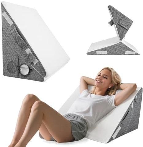 Cuscino Regolabile a Cuneo, Cuscino a Cuneo da Lettura per Letto - Poggiatesta Ergonomico in Memory Foam Solleva Gambe, Piedi e Schiena - Ottimo per Supporto a Letto e sul Divano