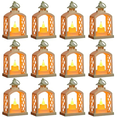 Linternas de Vela Decorativas, Linterna Memorial de 12 Piezas, linternas conmemorativas Decorativas con bateadores con Bucle Colgante, cestas de Regalo de simpatía