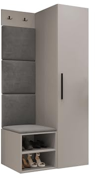 Mirjan24 Garderoben-Set Mapreni III, Schuhschrank + Kleiderhakenbrett + Kleiderschrank Gepolstertes Paneel/Wandpaneel Kleiderhaken Flurgarderobe Wandgarderobe (Cashmere, Manila 16)