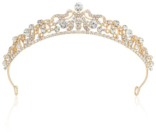 Tiara Gold Silber Kristall Krone Kristallkrone Strass Prinzessin Elegante Krone Tiara Hochzeit für Prom Weihnachten Brautkrone Hochzeit Abschlussball Festzug Frauen Braut Königin Prinzessin