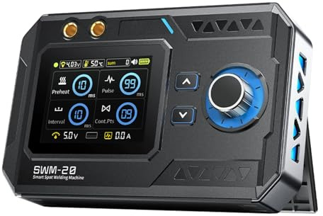 Soldador por Puntos, SWM-20 Soldadora por Puntos portátil con doble pulso de alta corriente de 1200A/5000mAh, soldadora por puntos para placas de acero inoxidable y níquel