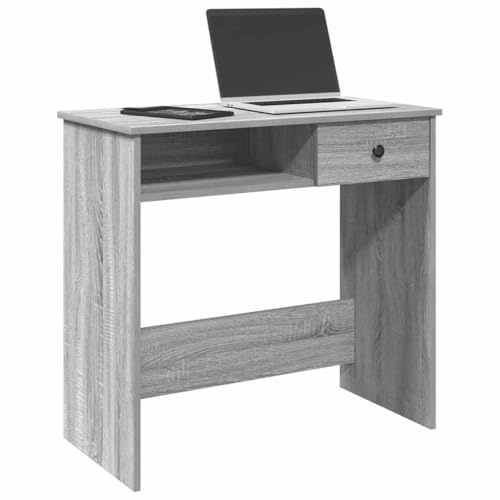 Bendmaxx Schreibtisch Grau Sonoma 80 x 40 x 75 cm Holzwerkstoff, Bürotisch, Arbeitstisch, Computertisch, Homeoffice, Arbeitszimmer, Stauraum für Laptop Monitor Drucker