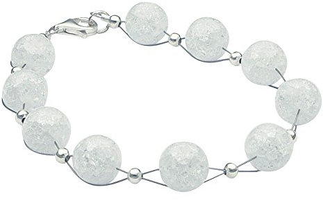 Armband Armkette aus echtem Berg-Kristall Kugel weiß Crack-Innen-Struktur Damen