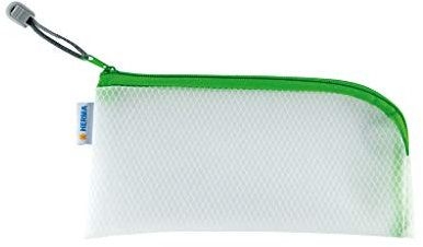 HERMA Dokumententasche mit Reißverschluss, kleine wasserdichte Reißverschlusstasche, verschließbare Dokumentenmappe aus Kunstoff mit Zipper, halb-transparent, 23 x 11 cm, grün